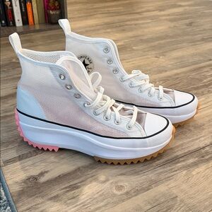 New Converse Women's White and Pink Platform Sneakers 10.5 Mens / 12.5 Womens
